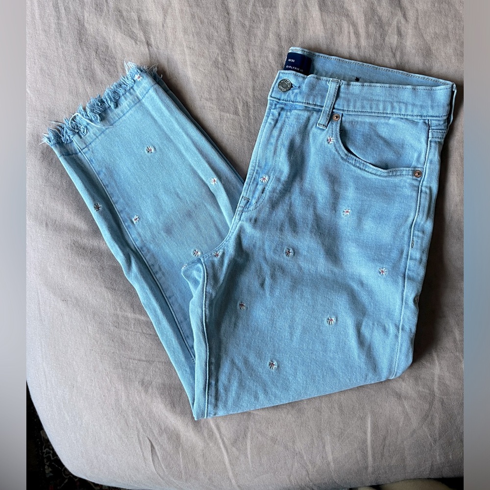 GAP Girlfriend Cropped Jeans with daisy embroidery